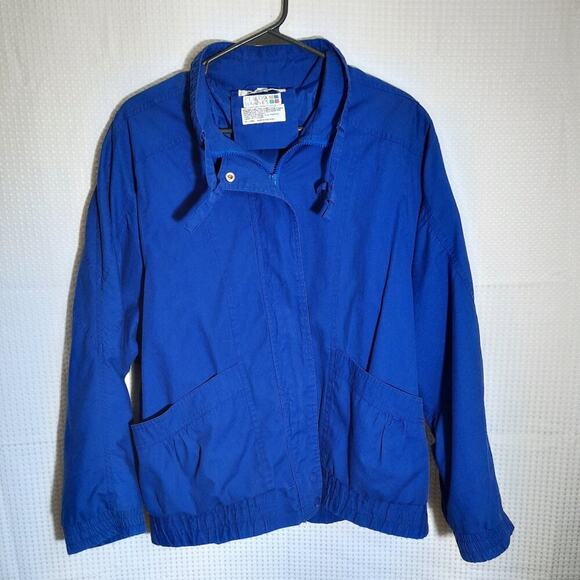 Vintage Claudia Barnes Men’s M Vibrant Blue Zip Jacket Cotton Hong Kong 90s - Picture 1 of 4
